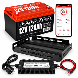 Trolltek™ 12V LiFePO4 Lithium Battery AC Bundle – Charge From 240V Power (AC)