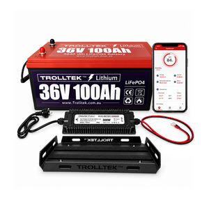 Trolltek™ 36V LiFePO4 Lithium Battery AC Bundle – Charge From 240V Power (AC)