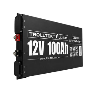 Trolltek™ 12V LiFePO4 Super Slimline Lithium Battery with Bluetooth app