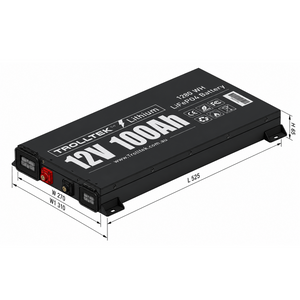 Trolltek™ 12V 100Ah Super Slimline LiFePO4 Lithium Battery with Bluetooth