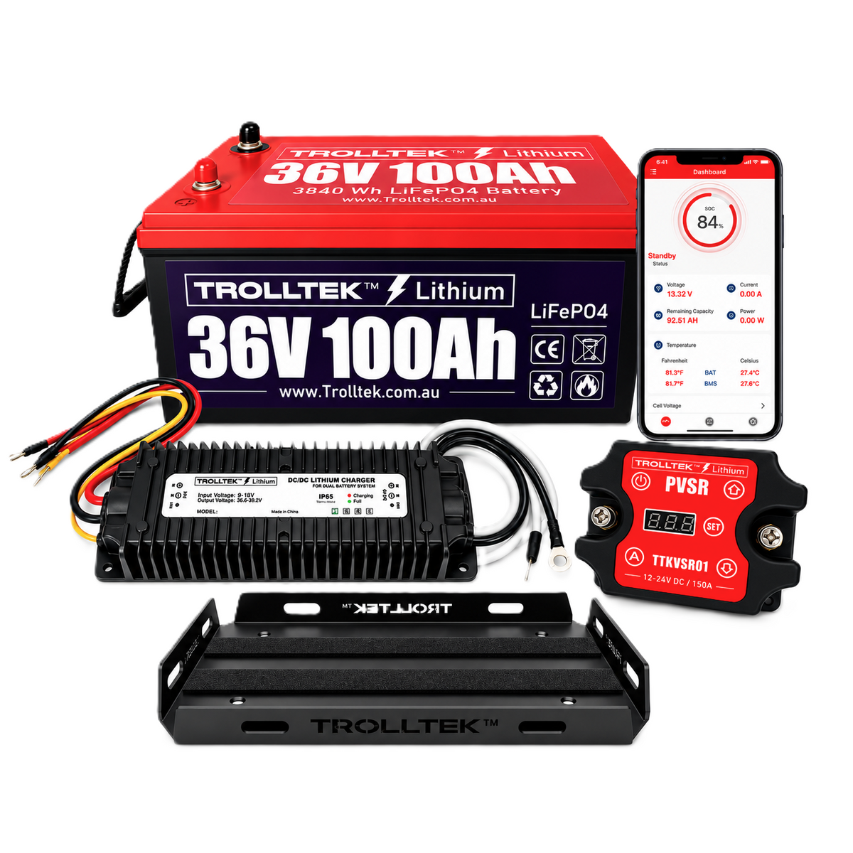 Trolltek™ 36V LiFePO4 Lithium Battery DC Bundle – Charge While Driving (DC)