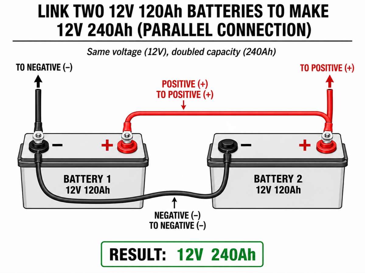 Trolltek™ 1/0 AWG Battery Linking Cable – 300mm, M8 Terminals