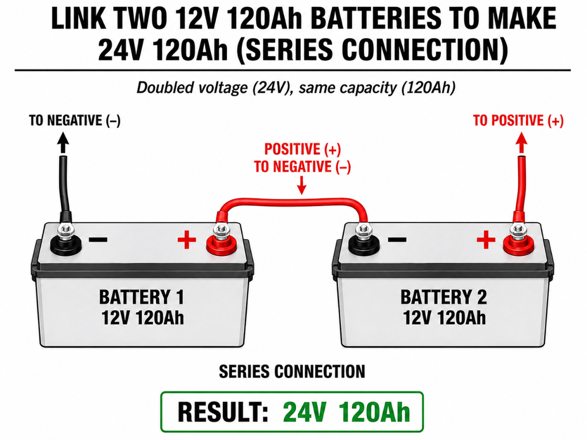 Trolltek™ 1/0 AWG Battery Linking Cable – 300mm, M8 Terminals