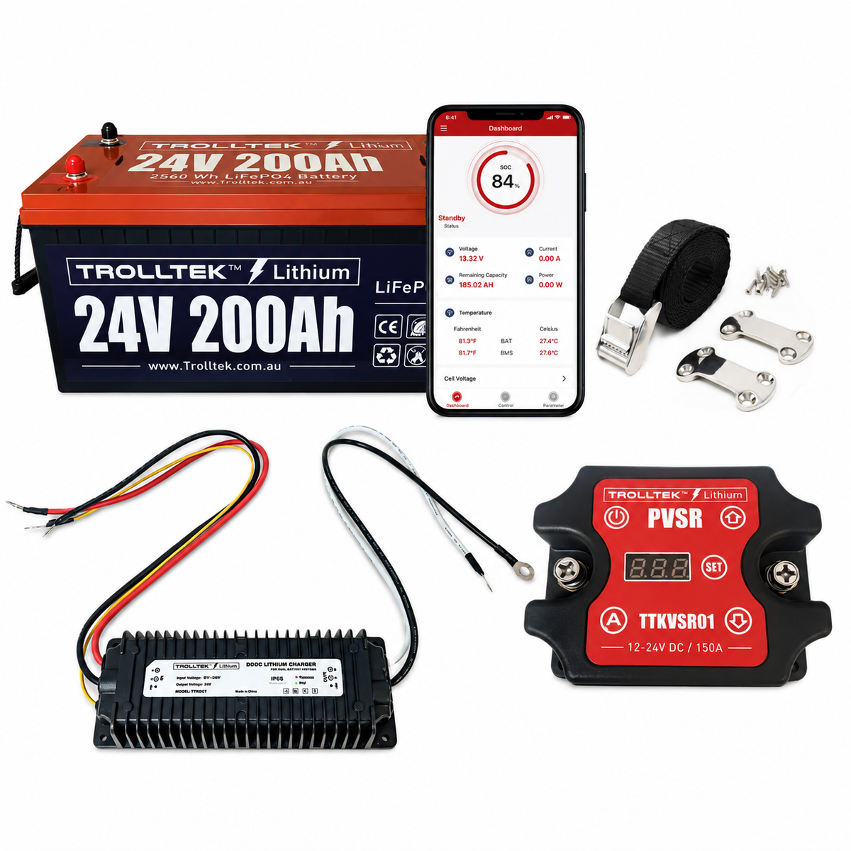 Trolltek™ 24V LiFePO4 Lithium Battery DC Bundle – Charge While Driving (DC)
