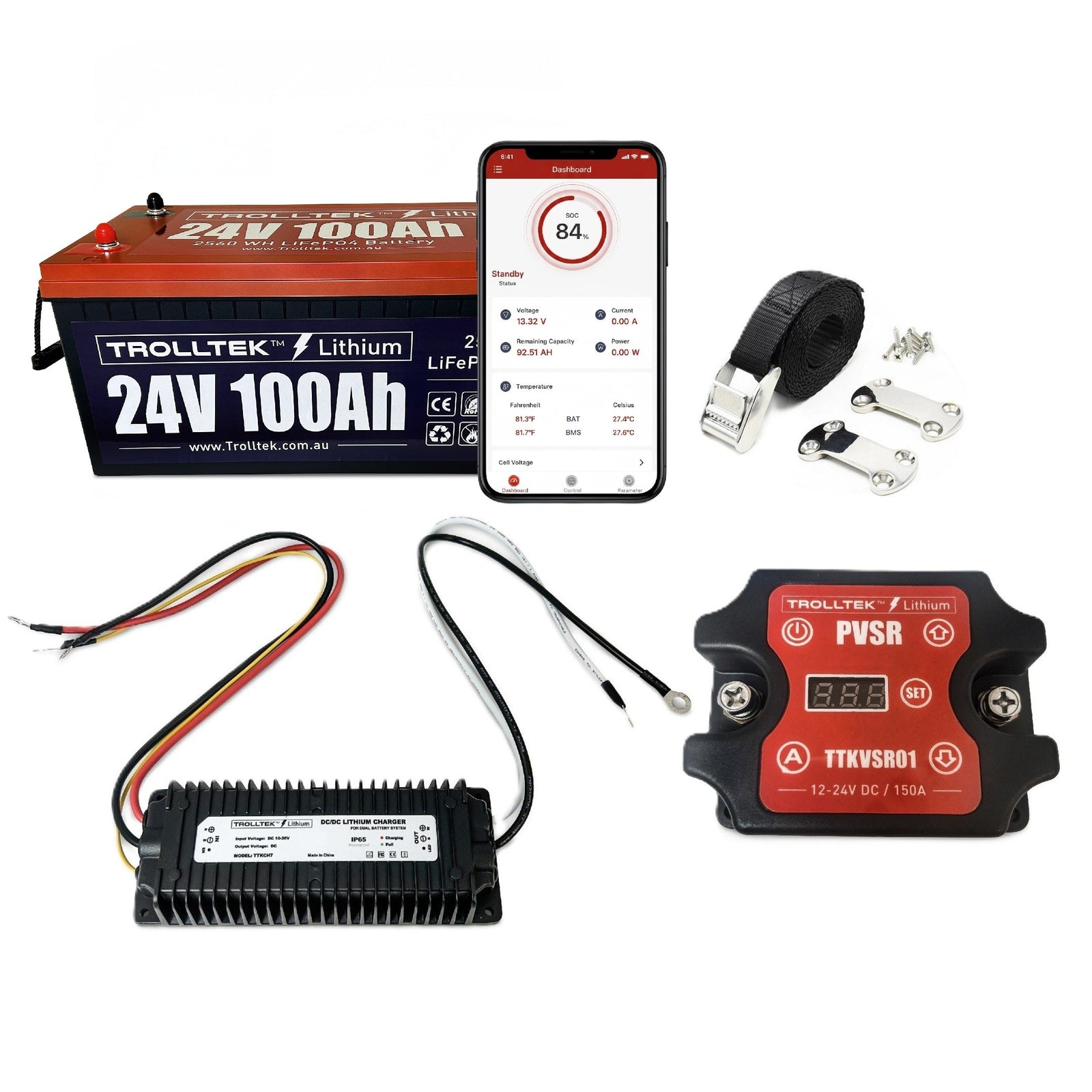 Trolltek™ 24V LiFePO4 Lithium Battery DC Bundle