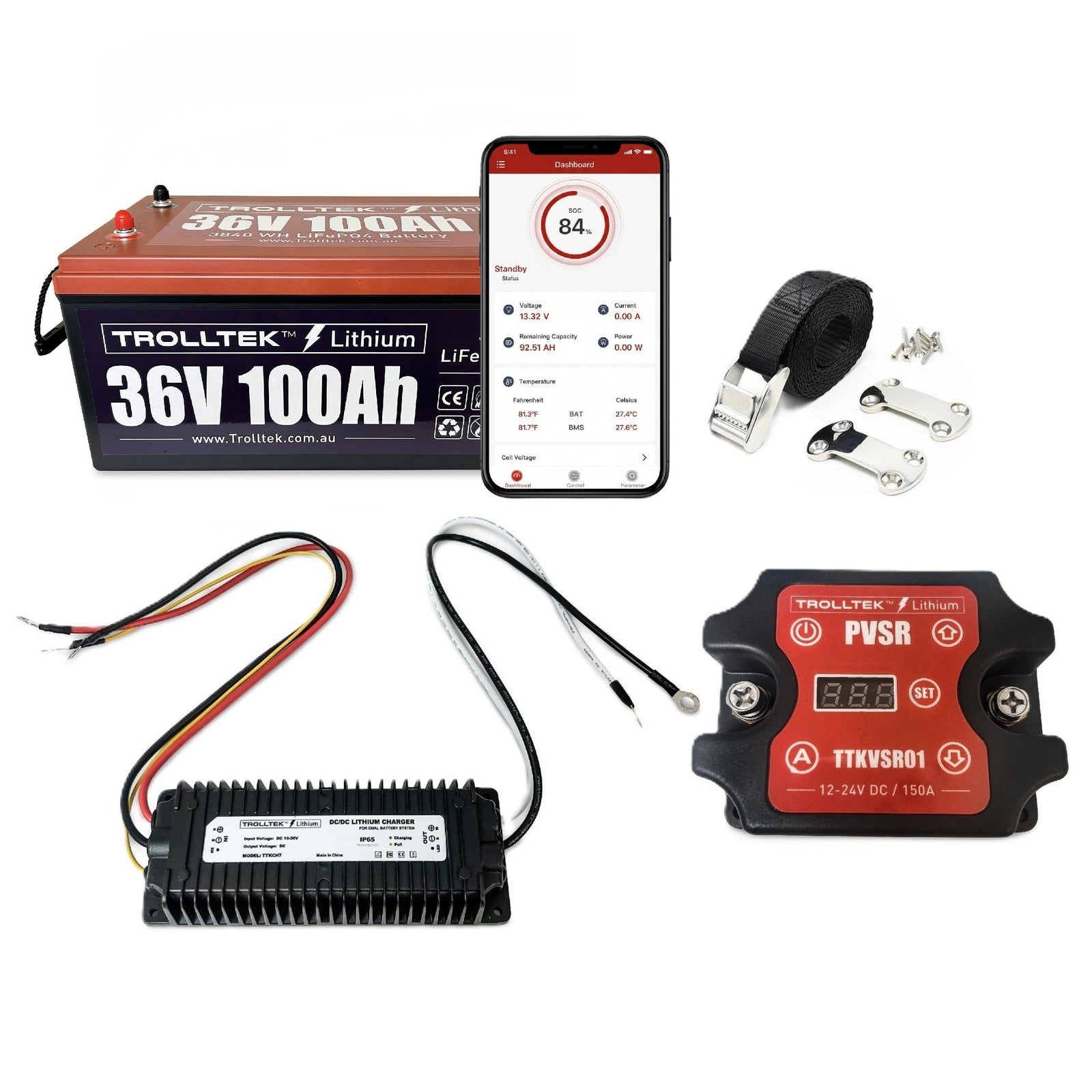 Trolltek™ 36V LiFePO4 Lithium Battery DC Bundle