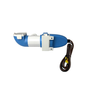 The Scintex Horizontal Bilge Pump 70 LPM Automatic Level Sensing features a blue and white handheld design, vented grill, mounting bracket, and a long brown power cord.