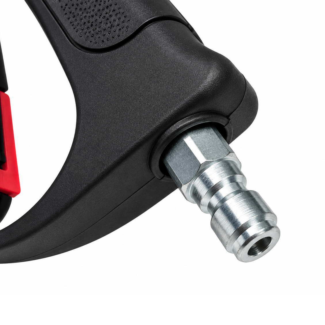 Black Paddock™ 1,450 PSI Wall Mountable Pressure Washer spray gun handle with a metal quick-connect fitting, compatible with 450 PSI pressure washer systems.