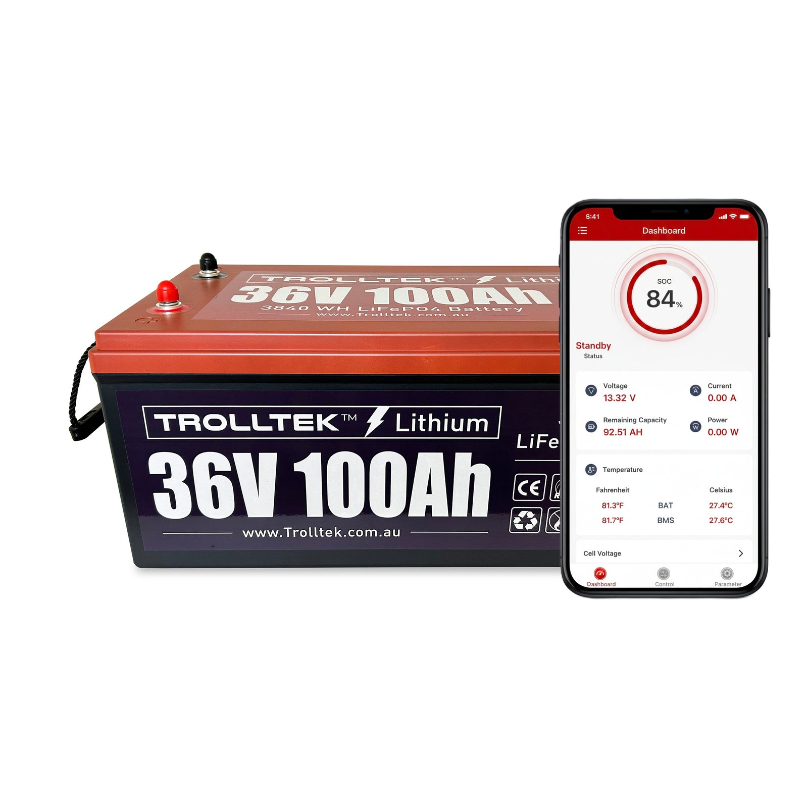 Trolltek™ 36V LiFePO4 Lithium Battery with Bluetooth app