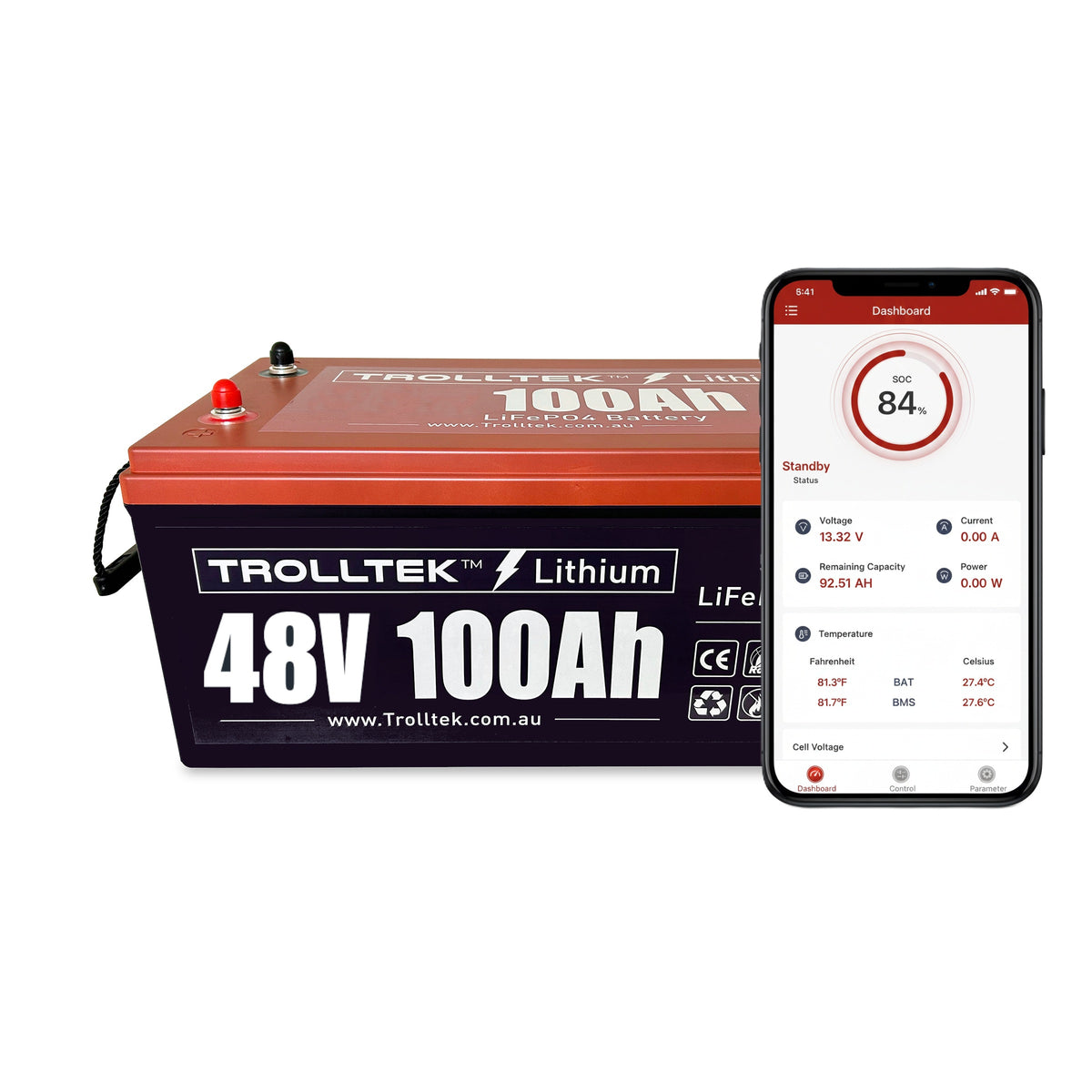 Trolltek™ 48V LiFePO4 Lithium Battery with Bluetooth app