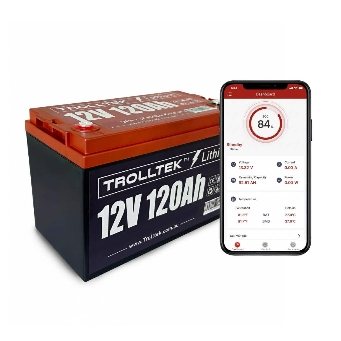 Trolltek™ 12V LiFePO4 Lithium Battery with Bluetooth app