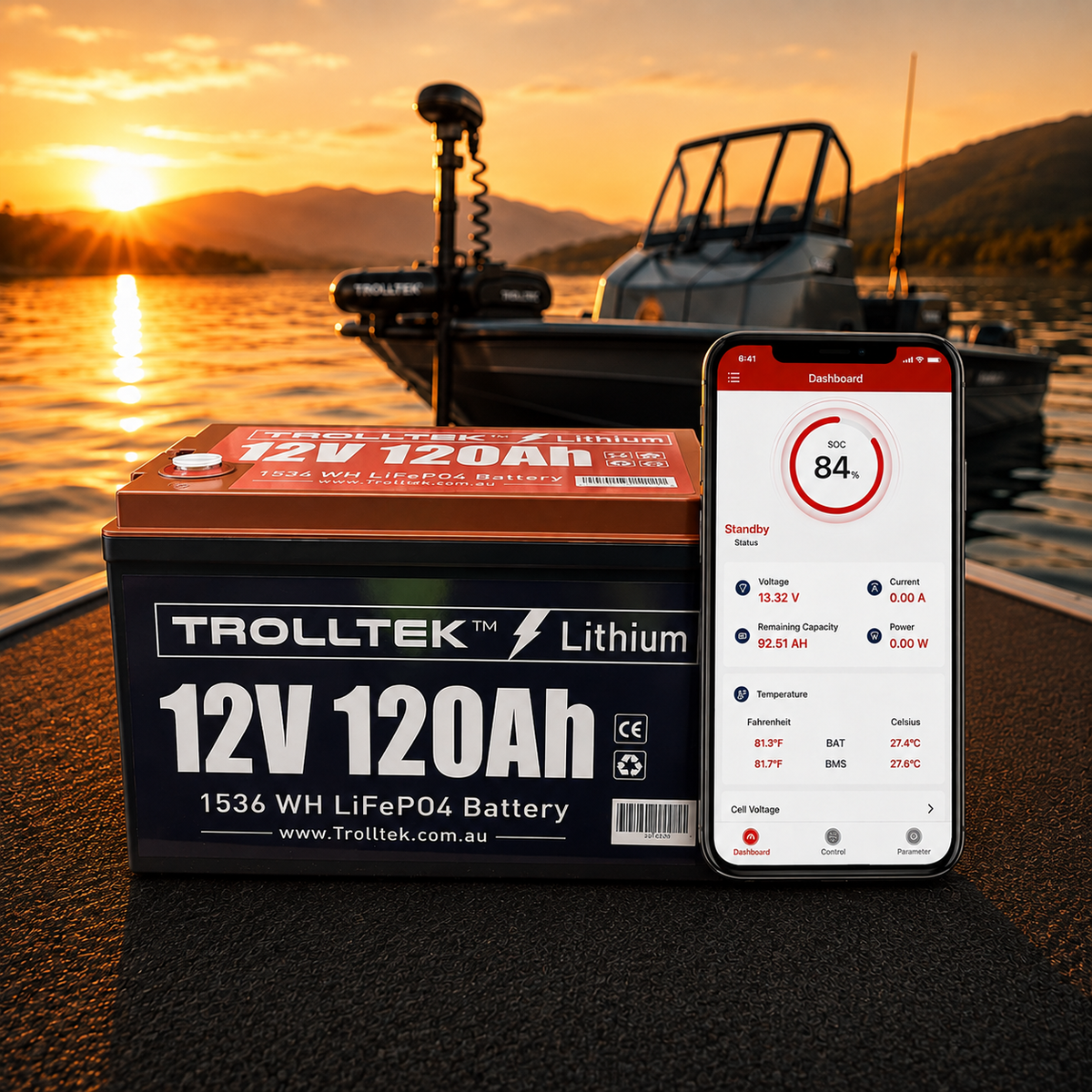 Trolltek™ 12V LiFePO4 Lithium Battery with Bluetooth app